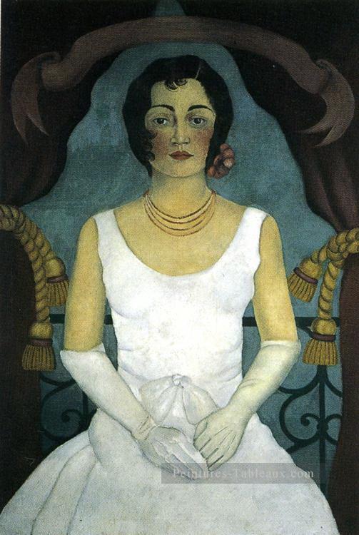 Portrait d’une femme au féminisme blanc Frida Kahlo Peintures à l'huile